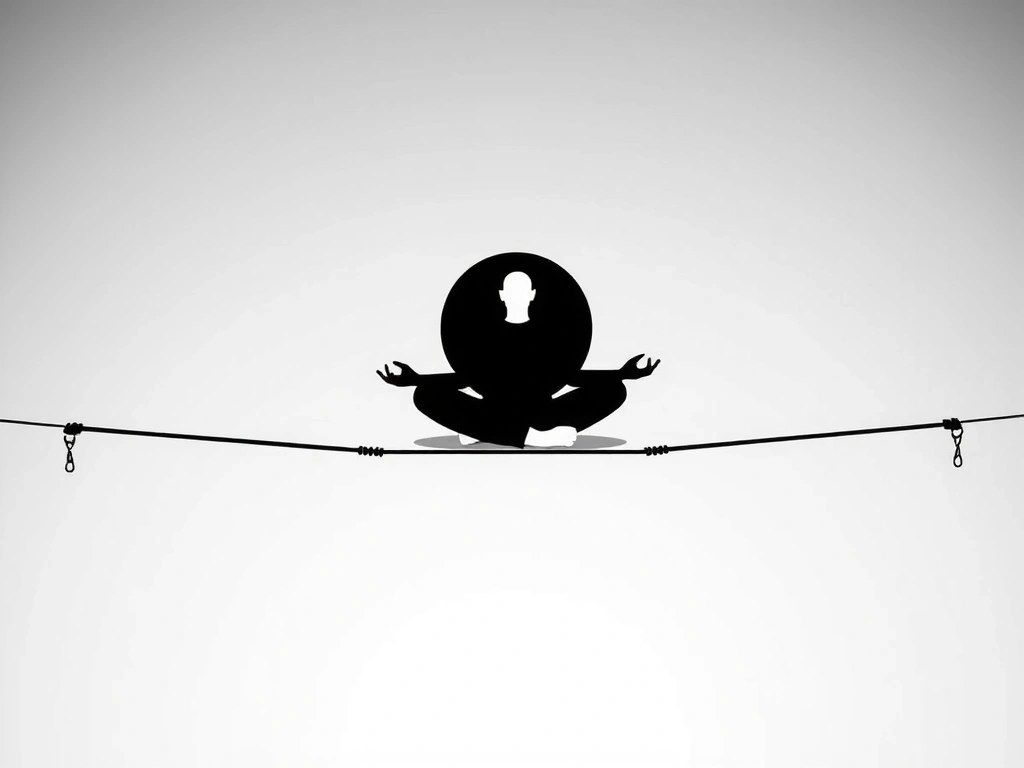 Persona meditando en equilibrio, simbolizando el control y la moderación en el juego.