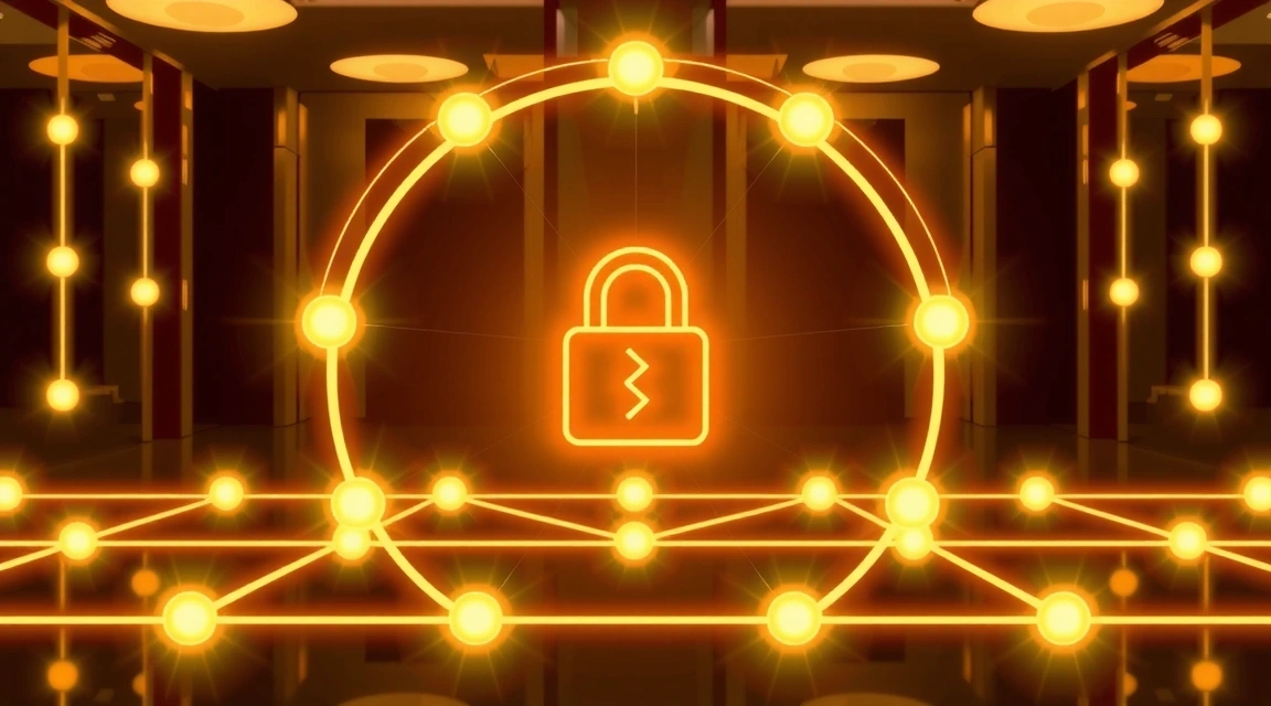 Ilustración de personas conectadas por líneas de datos, simbolizando intercambio de información seguro